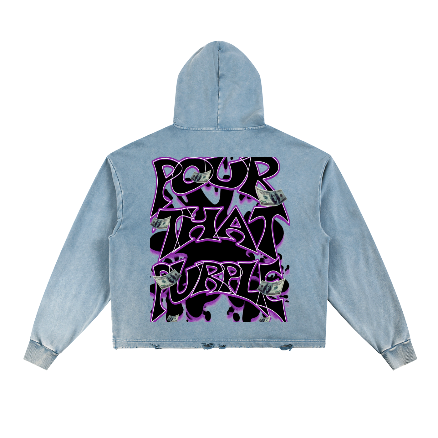 Vintage Washed Frayed-Hem Hoodie
