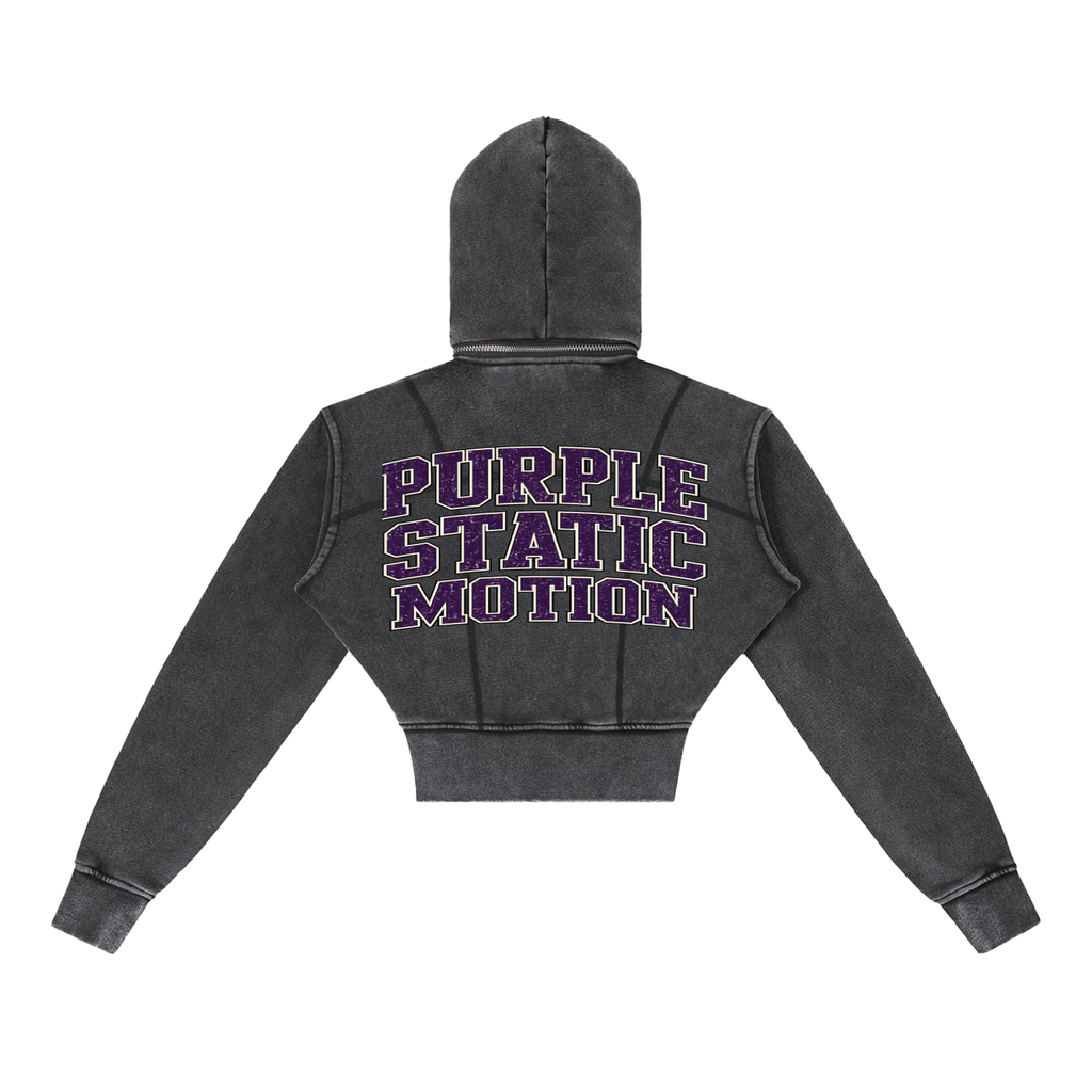 Vintage Washed Cropped Fleece Hoodie