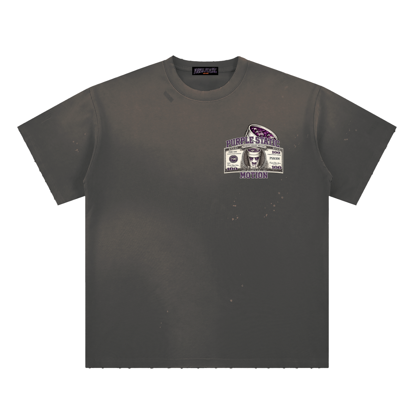 Hand-Frayed Sunfade Paint Splatter T-Shirt