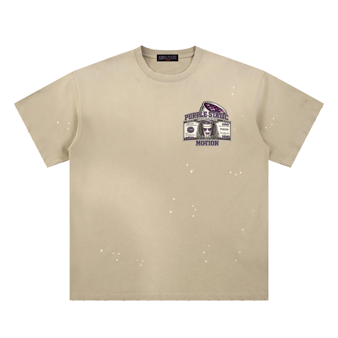 Hand-Frayed Sunfade Paint Splatter T-Shirt