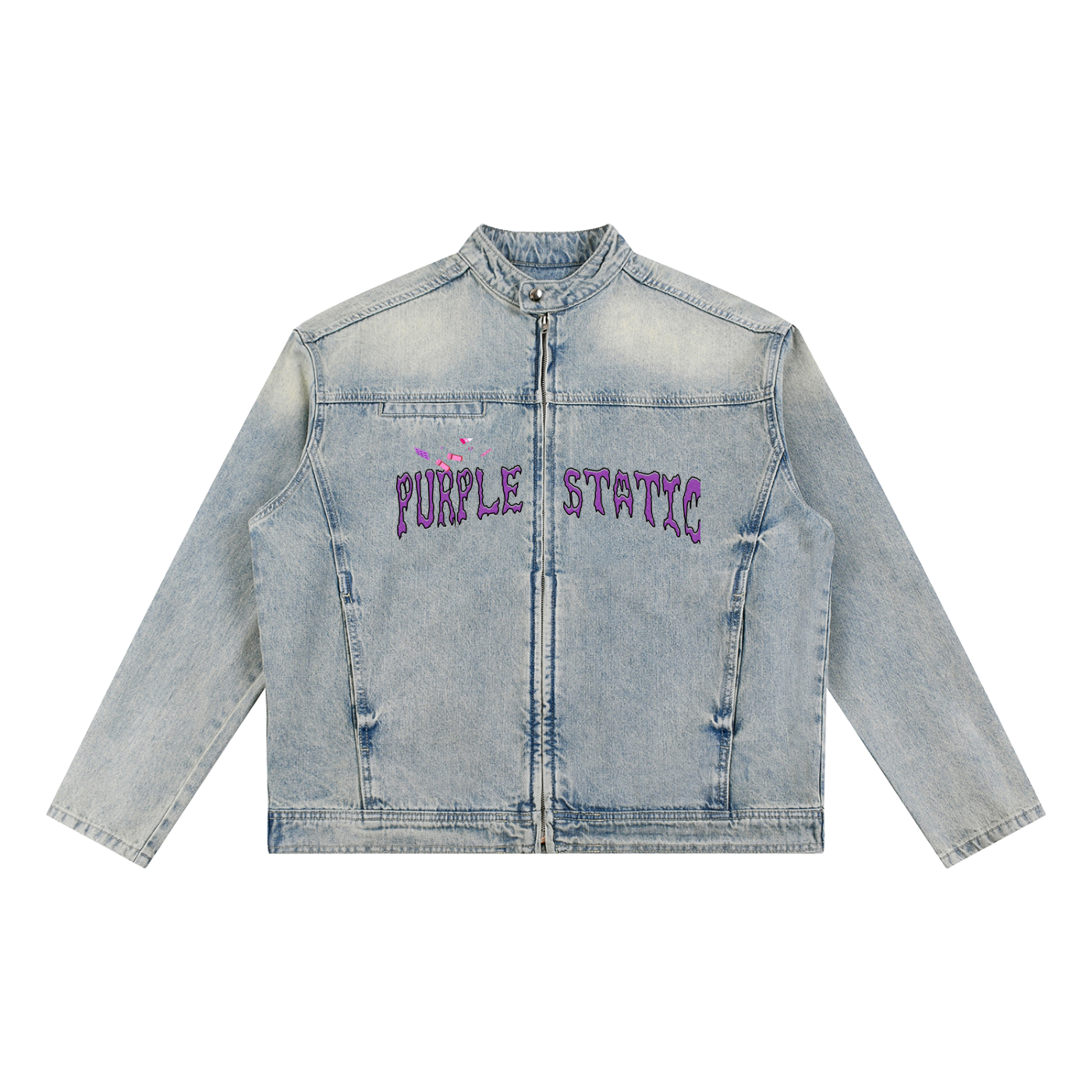 Vintage Wash Zip Denim Jacket
