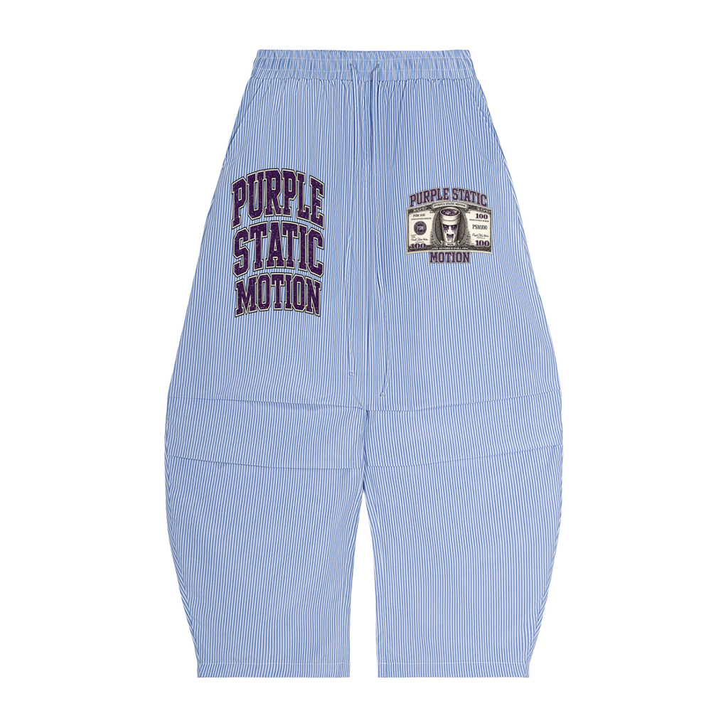 Vertical Stripe Drawstring Barrel Pants