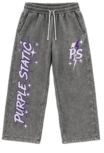 Purple Static Star Wide Legs