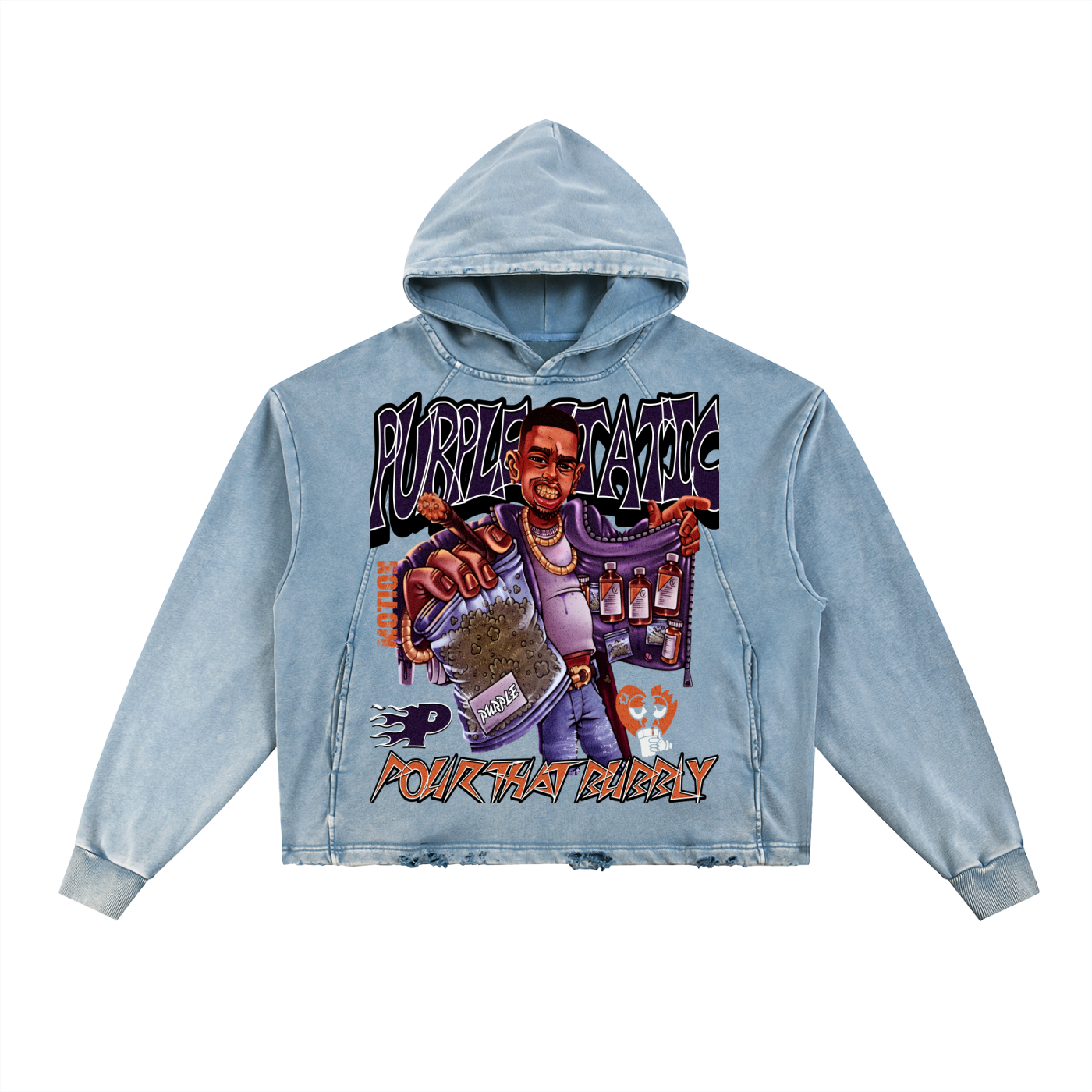 Vintage Washed Frayed-Hem Hoodie