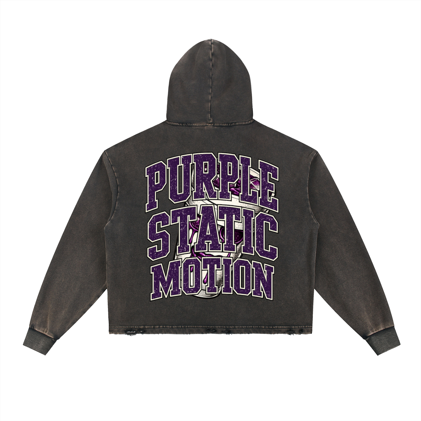 Vintage Washed Frayed-Hem Hoodie