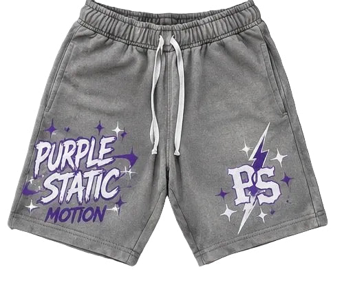 Purple Static Stars Y2K Shorts