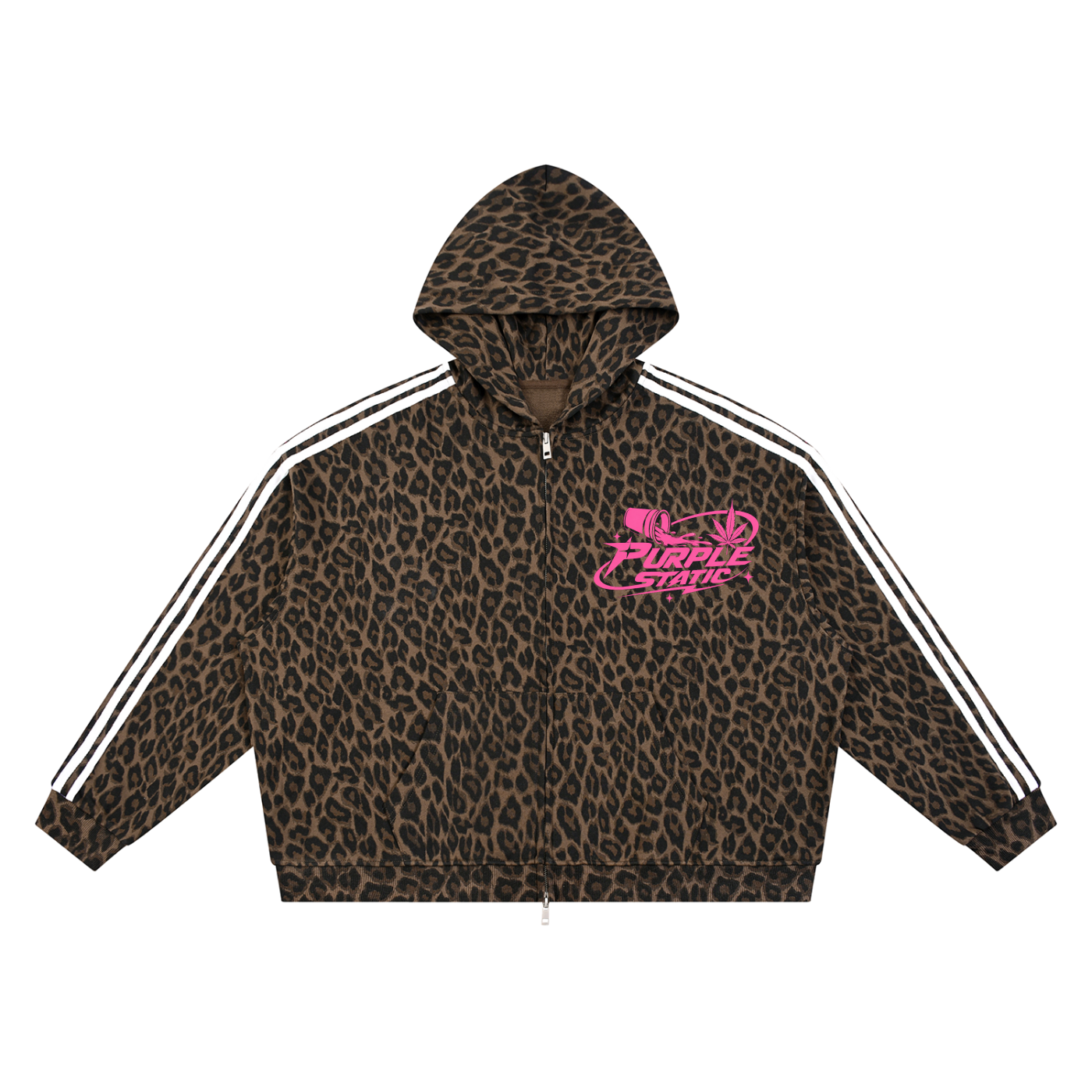 Unisex Leopard Full Zip Hoodie