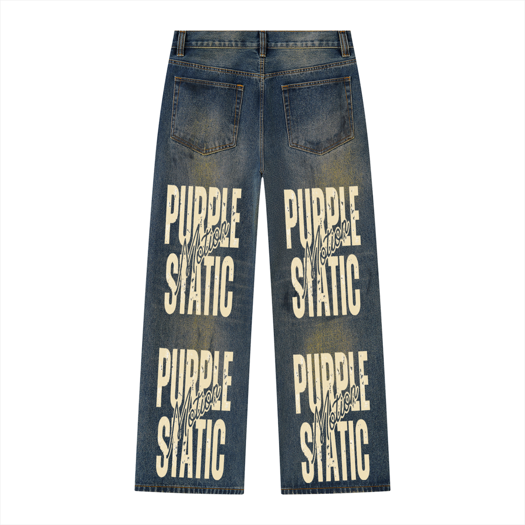 Men's Vintage Wash Wide Leg Denim Jeans