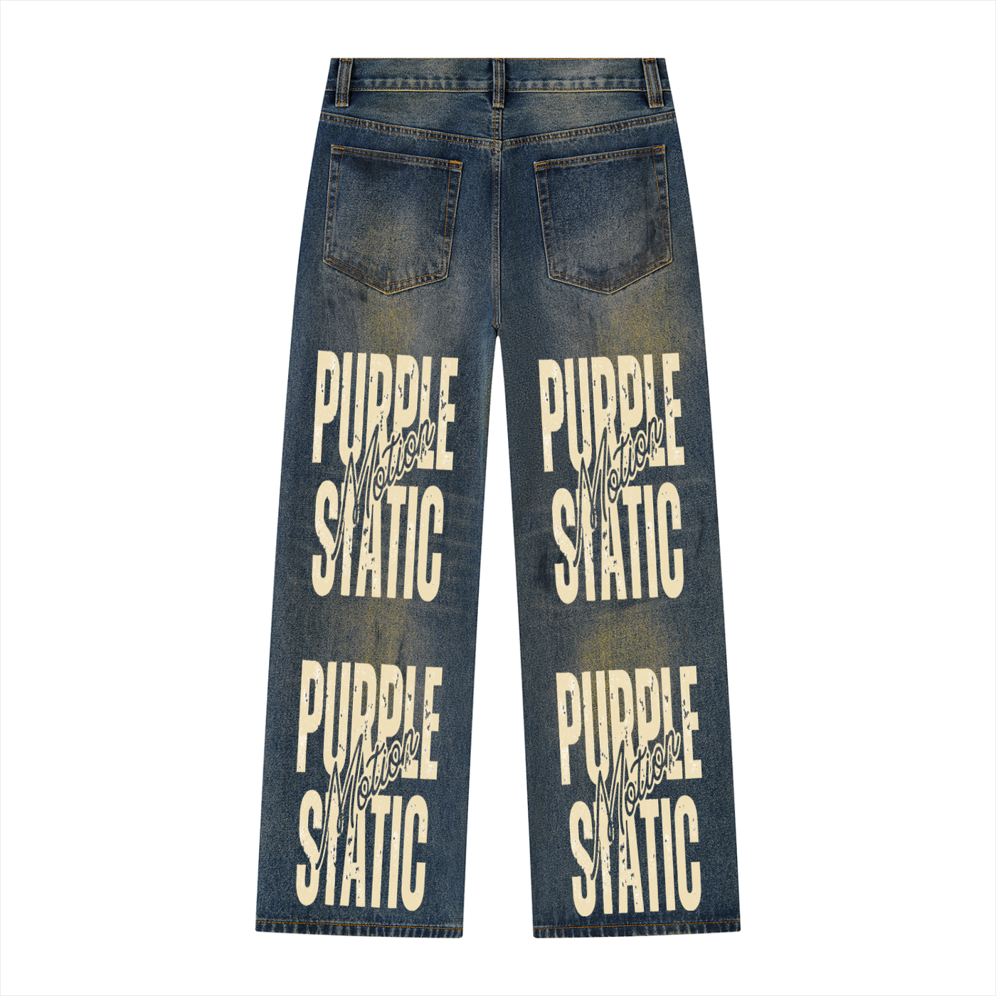 Men's Vintage Wash Wide Leg Denim Jeans