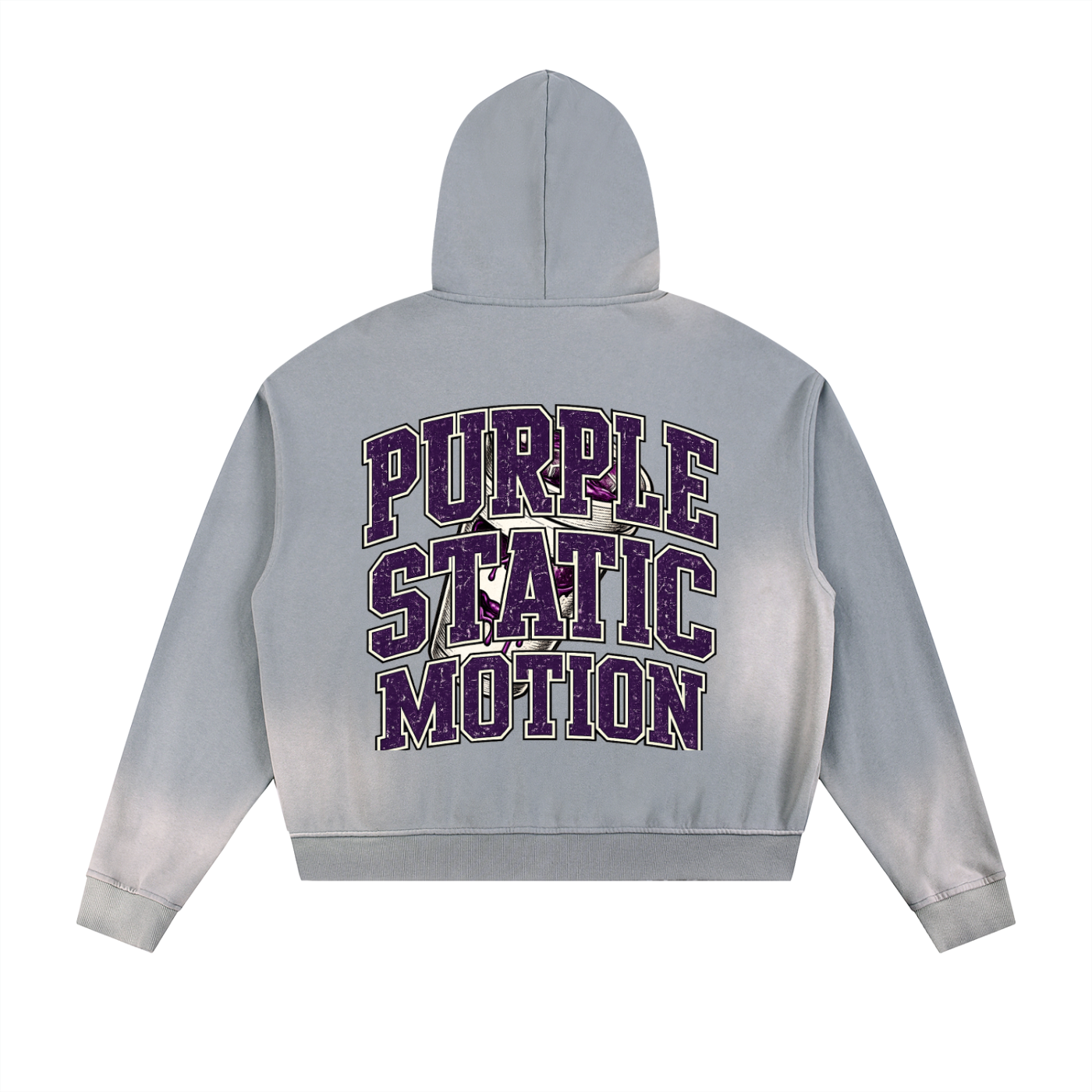 Sun Fade Frayed Raw Edge Fleece Zip Hoodie
