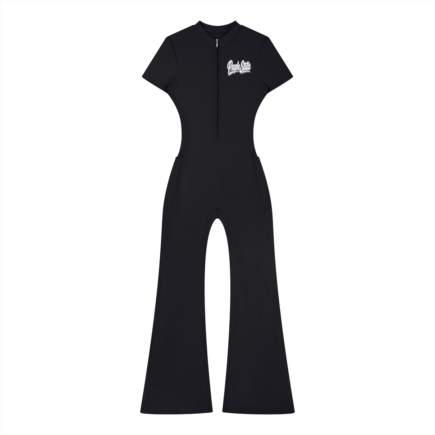 Women’s Tight Flared Leg Quarter-Zip Jumpsuit