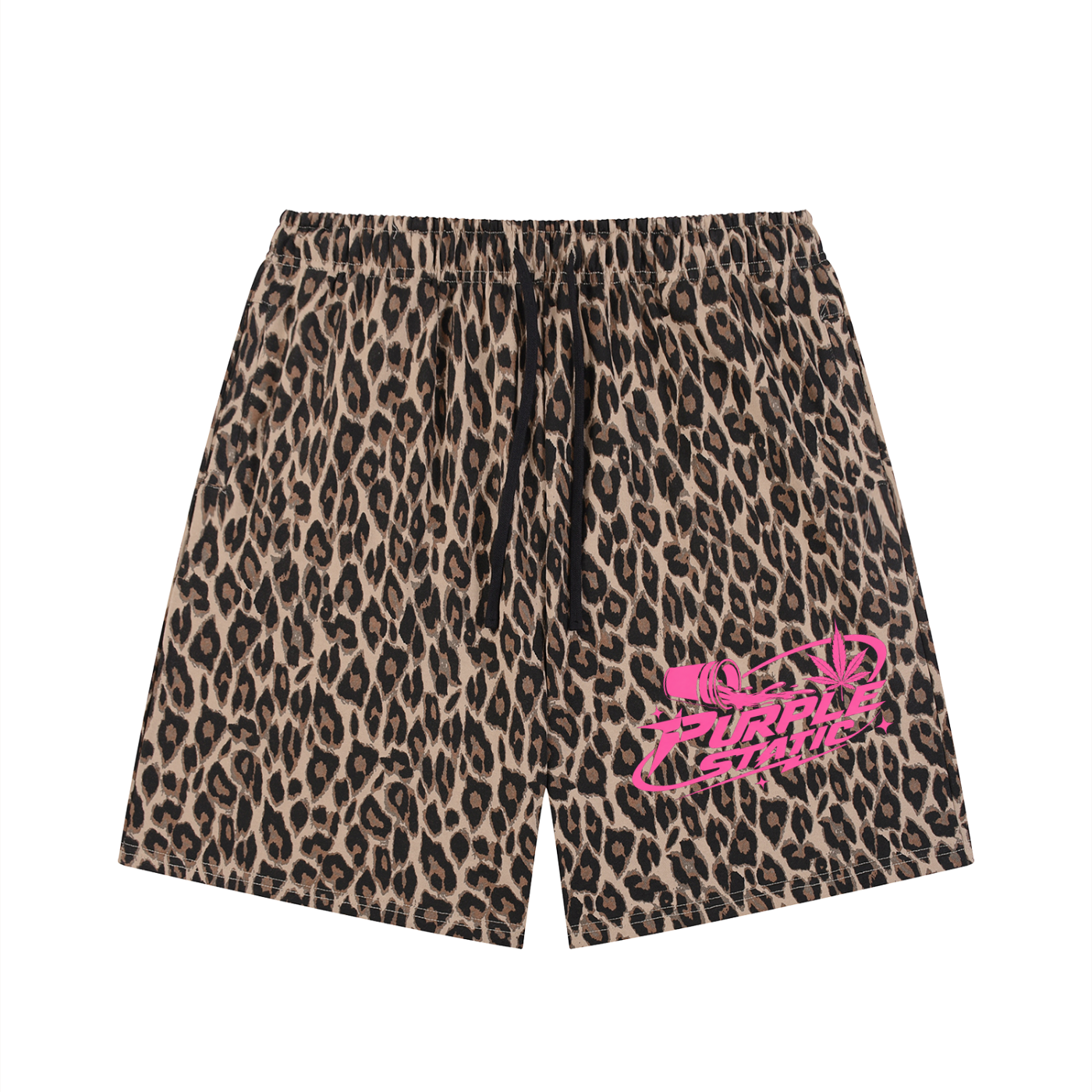 Unisex Heavyweight Leopard Drawstring Shorts