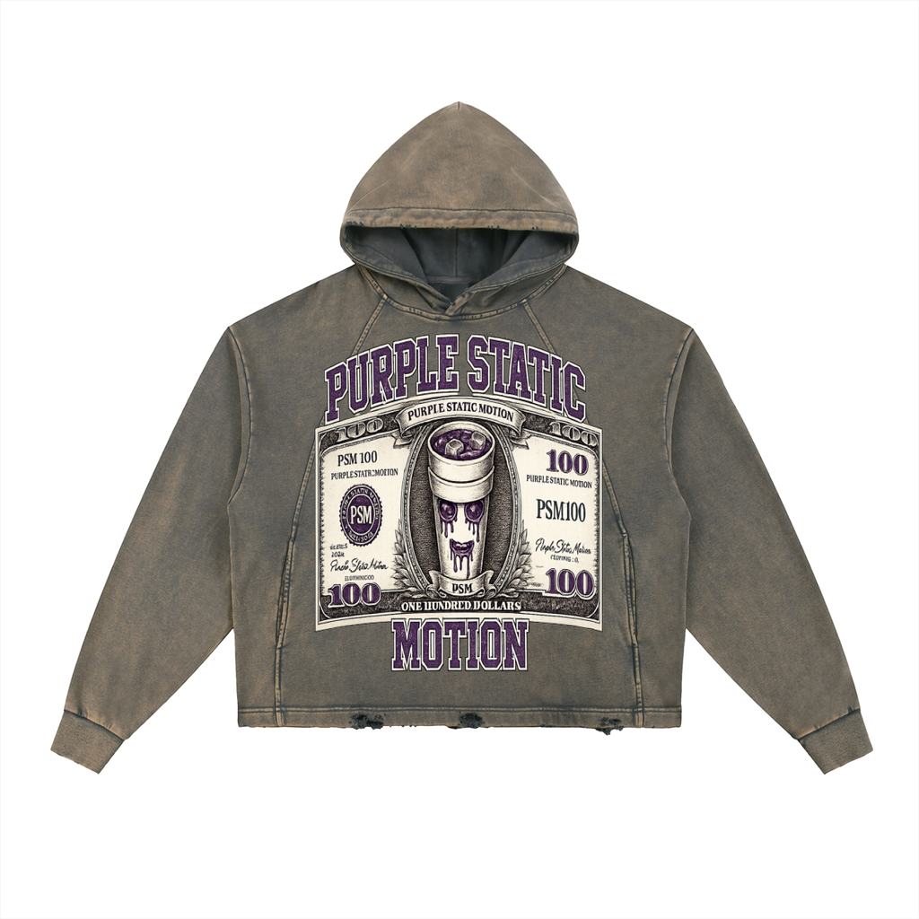 Vintage Washed Frayed-Hem Hoodie