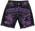 Purple Static Denim Shorts