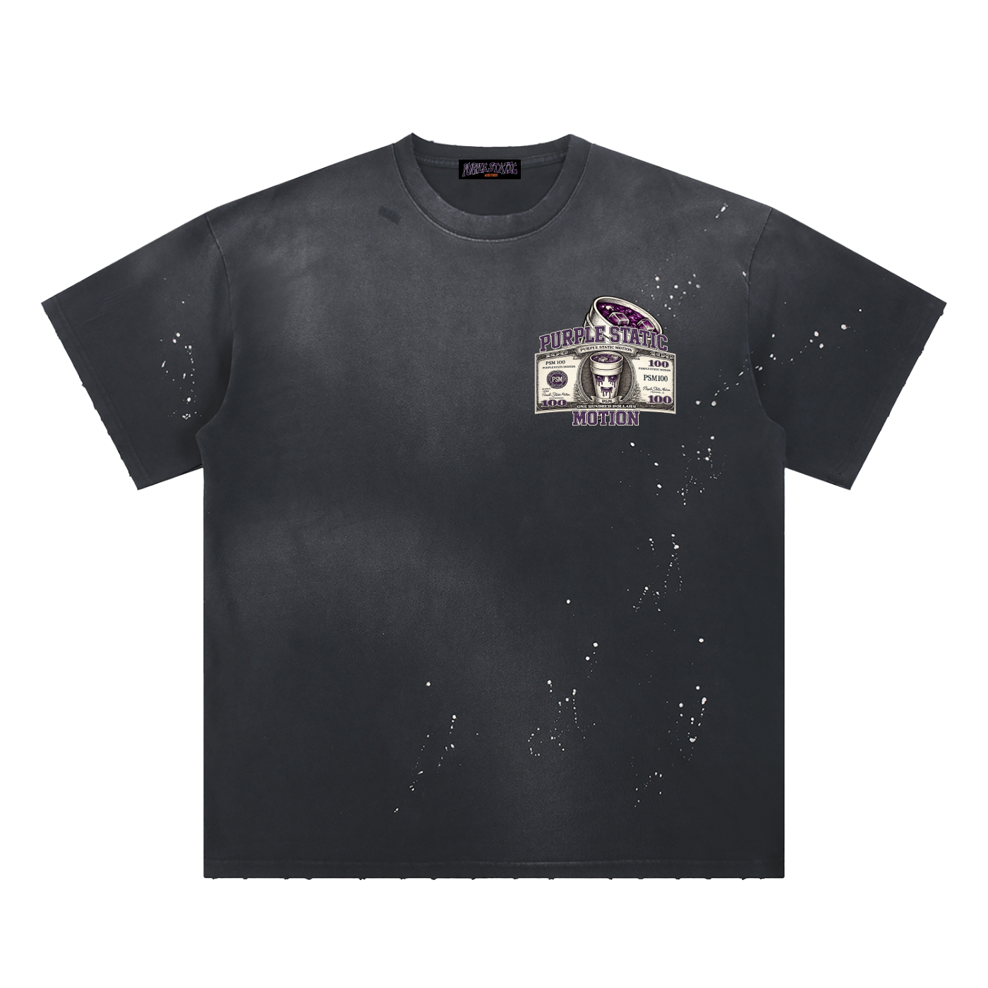 Hand-Frayed Sunfade Paint Splatter T-Shirt