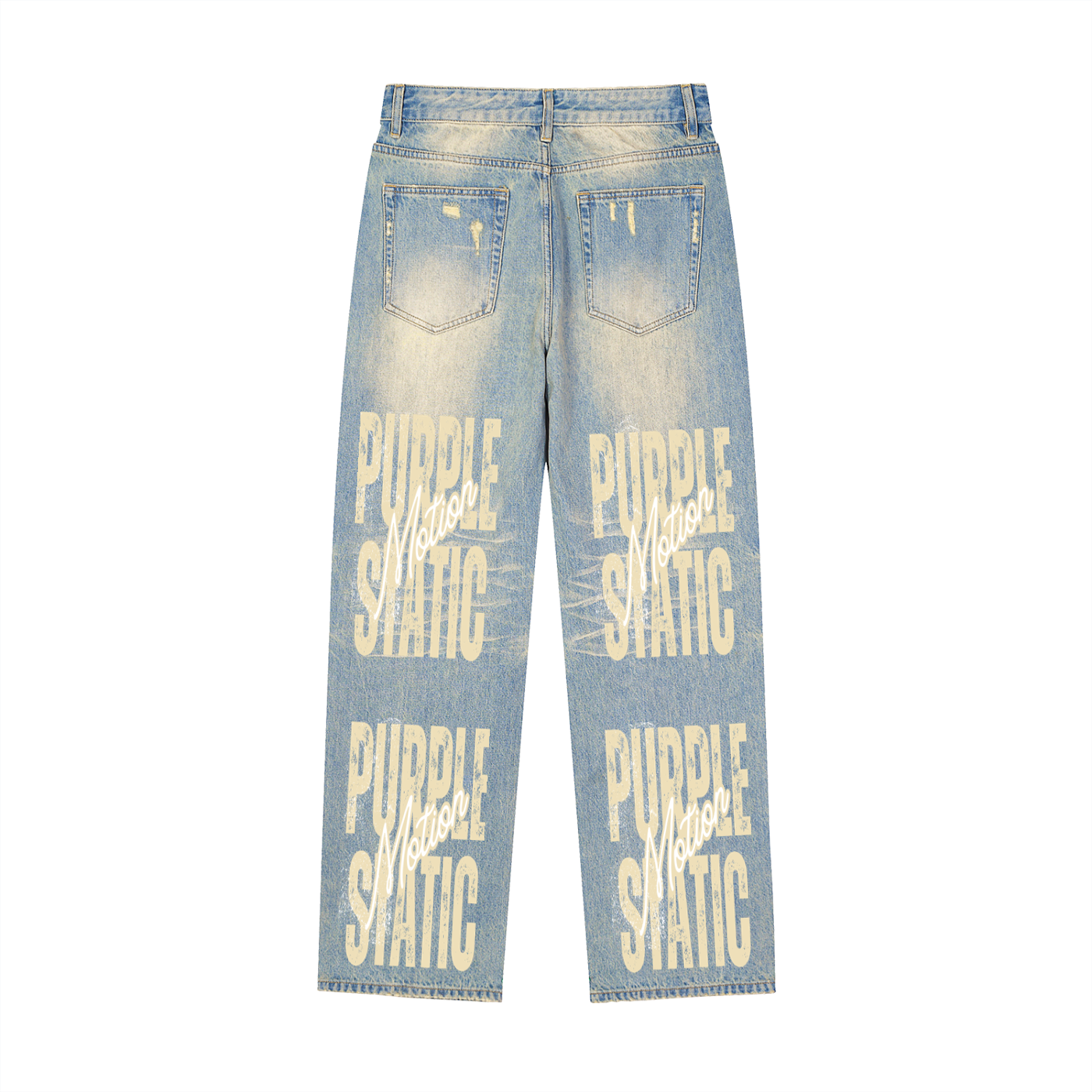Sun Fade Raw Hem Denim Jeans
