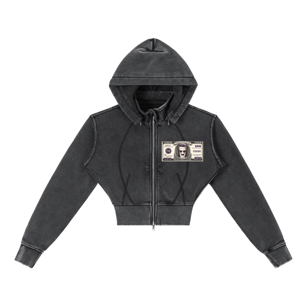 Vintage Washed Cropped Fleece Hoodie