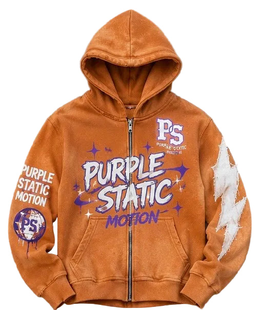 Purple Static Y2K Zip Up Hoodies