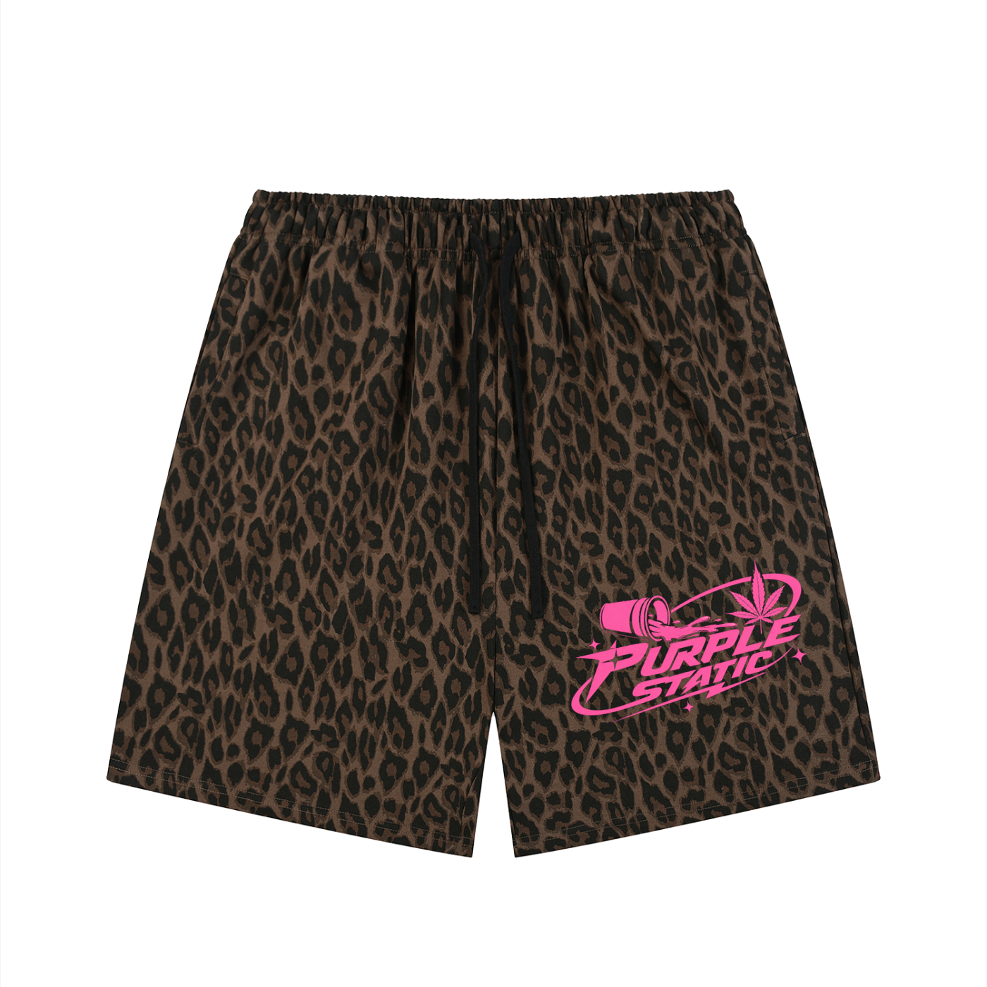 Unisex Heavyweight Leopard Drawstring Shorts