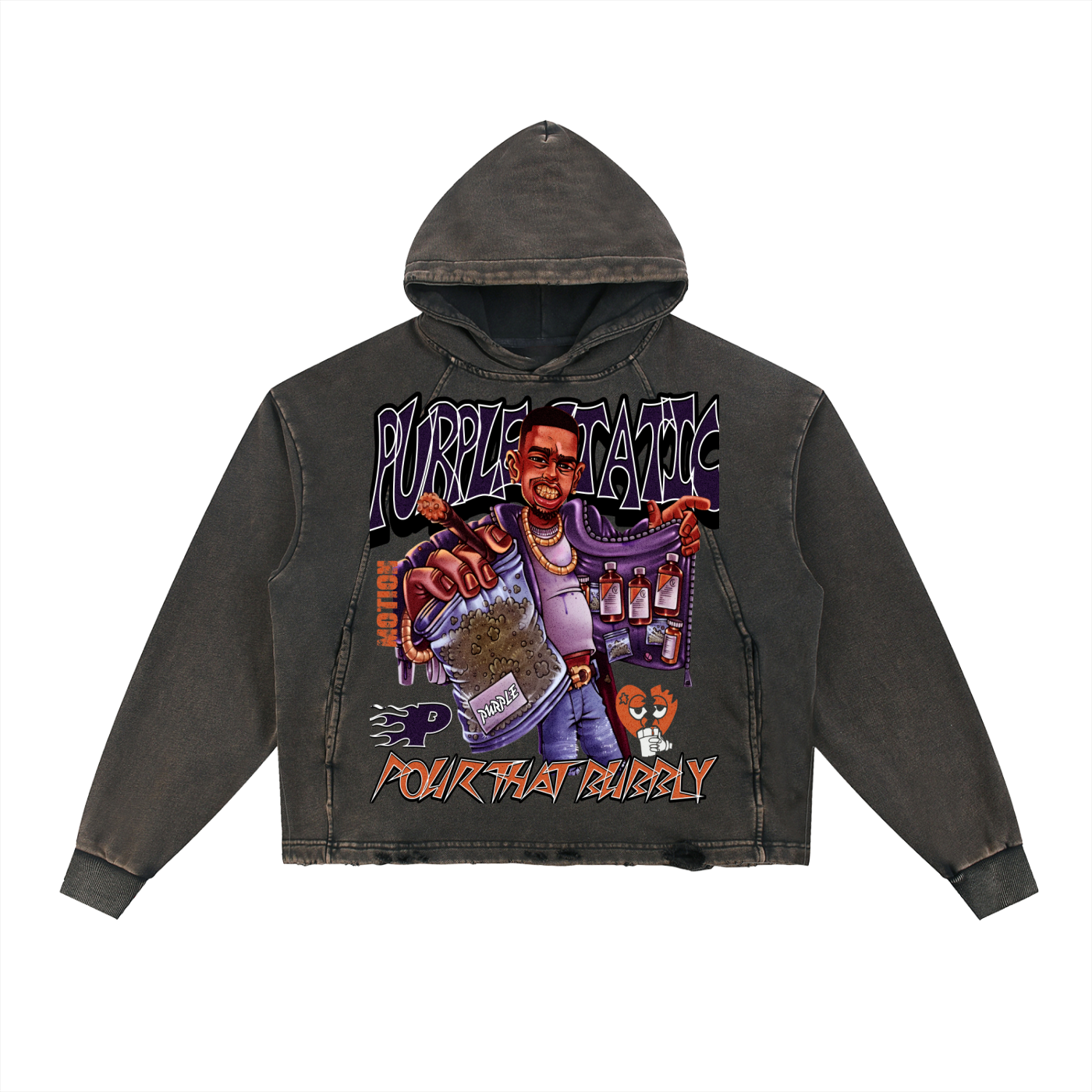 Vintage Washed Frayed-Hem Hoodie