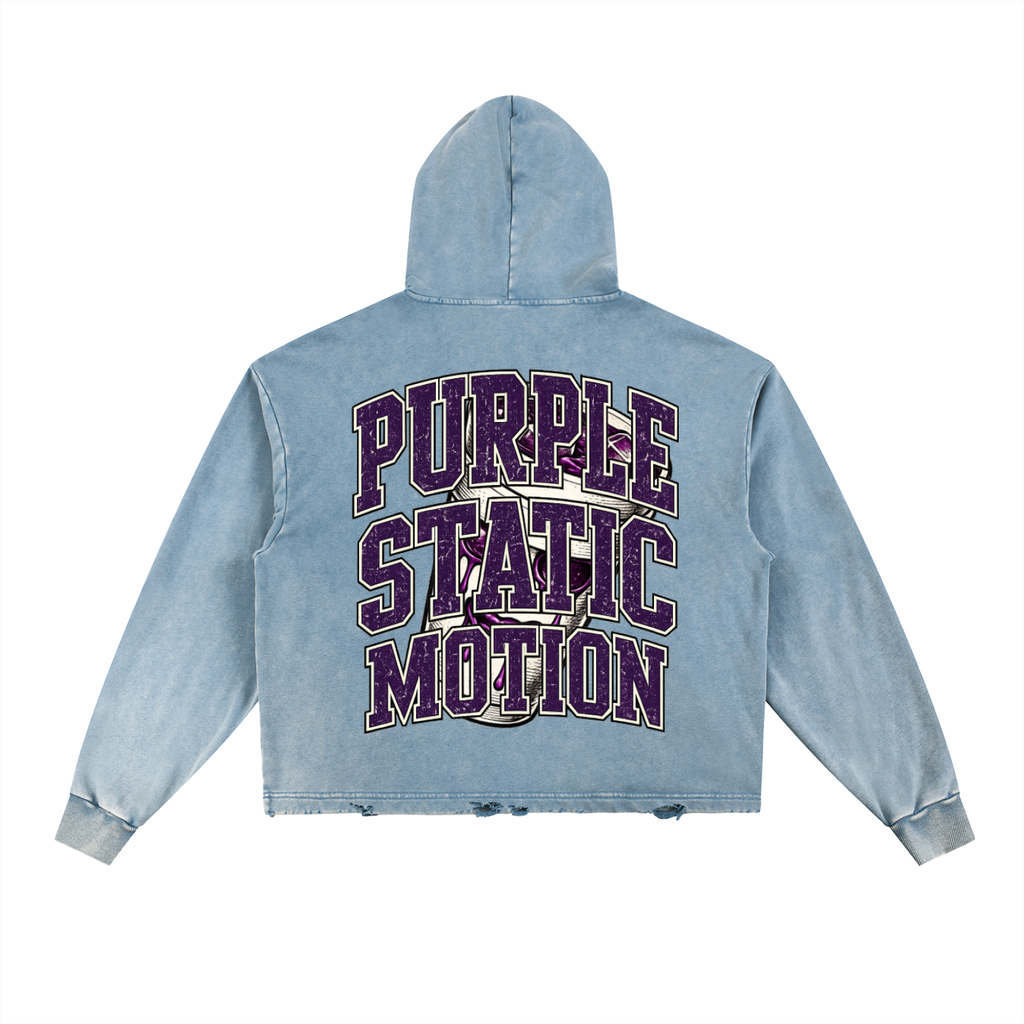 Vintage Washed Frayed-Hem Hoodie