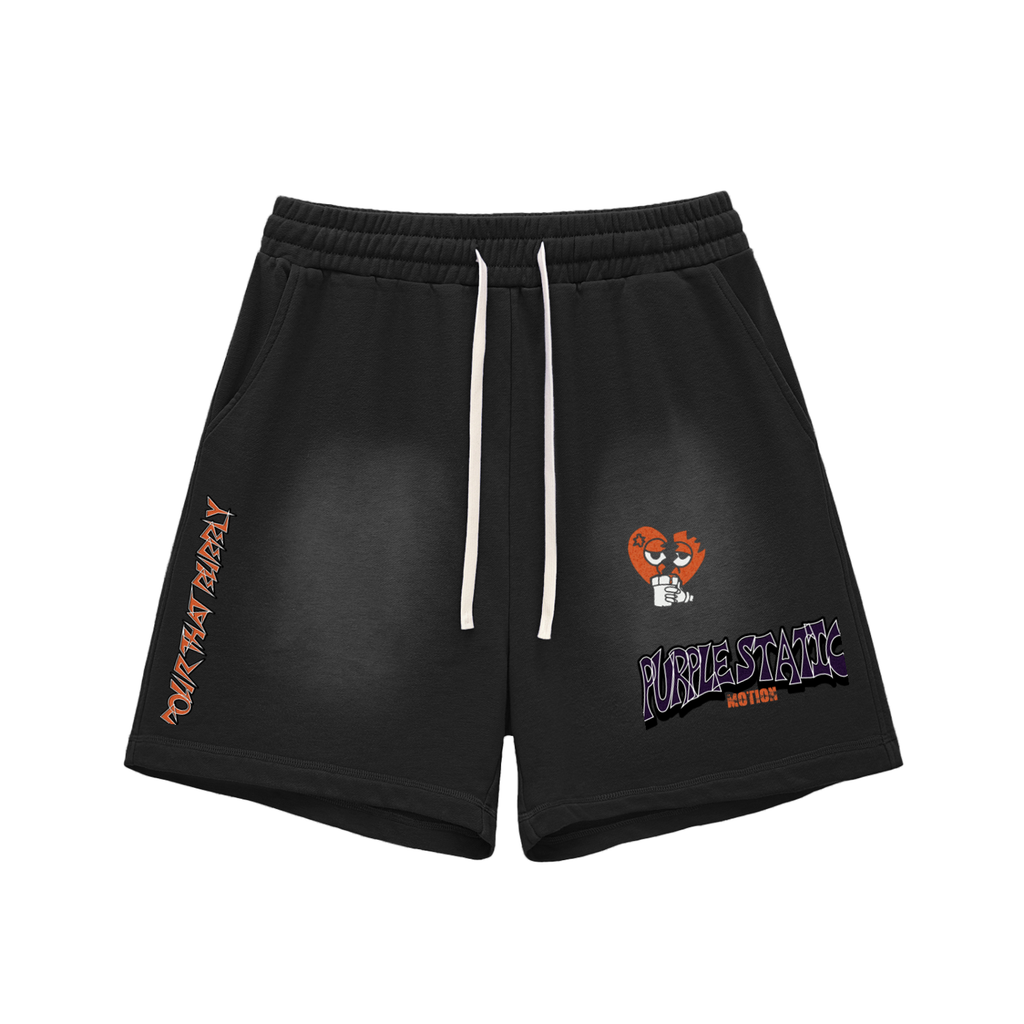 Sun Fade Raw Edge Cotton Shorts