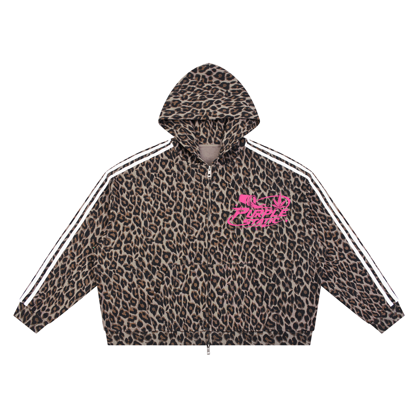 Unisex Leopard Full Zip Hoodie