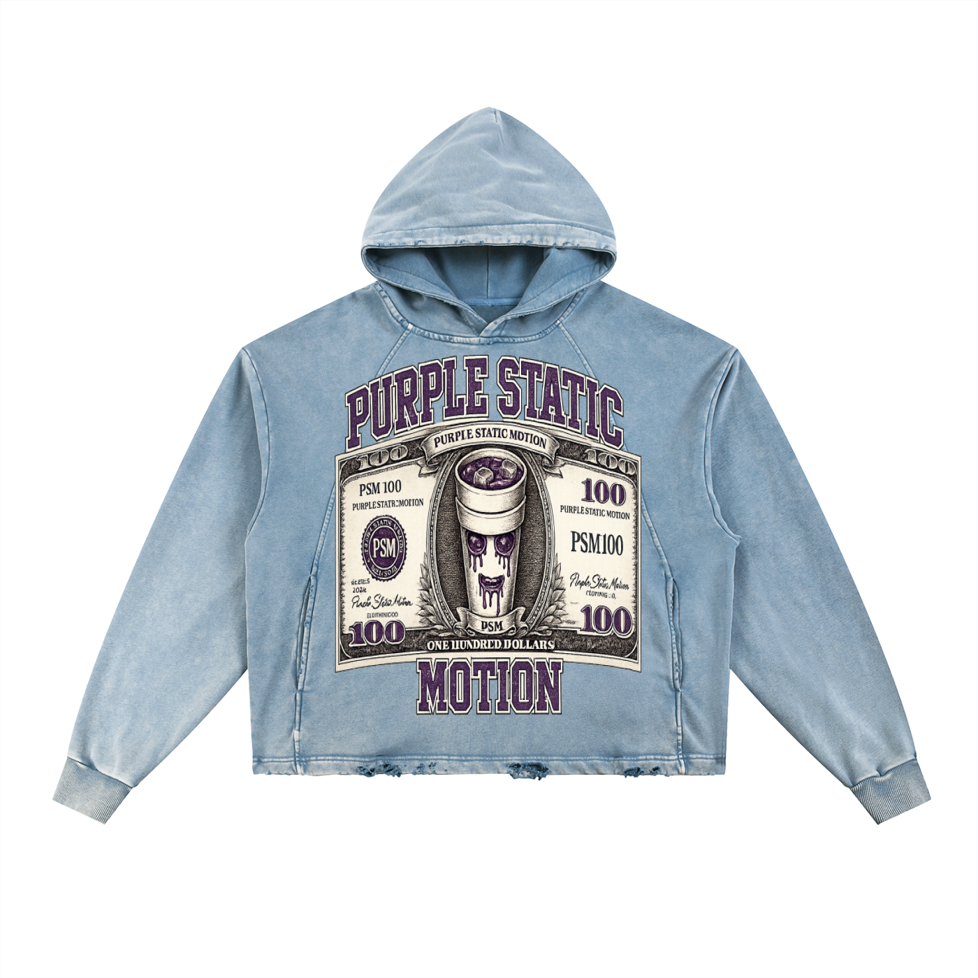Vintage Washed Frayed-Hem Hoodie