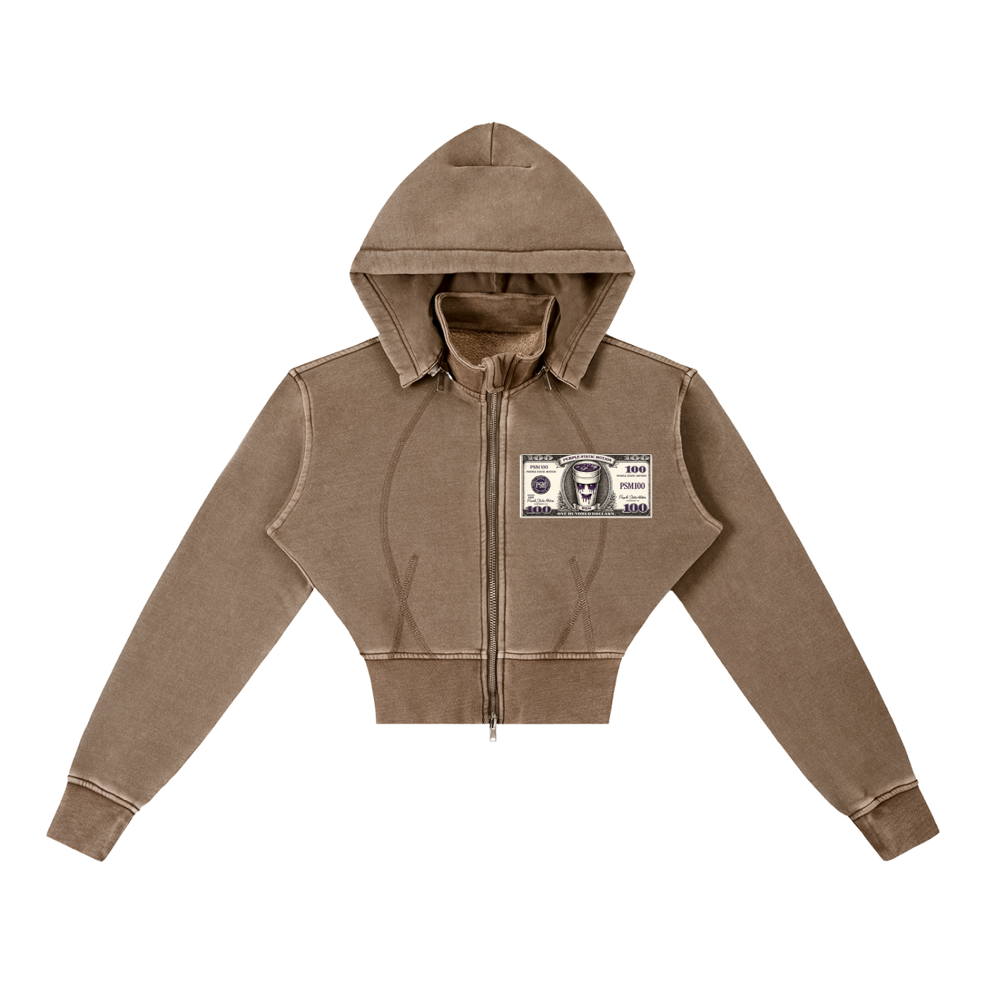 Vintage Washed Cropped Fleece Hoodie