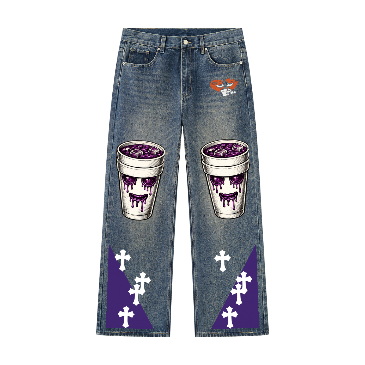 Men’s Vintage Wash Straight Leg Denim Jeans