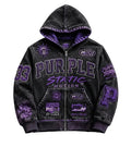 Purple Static Denim Hoodie