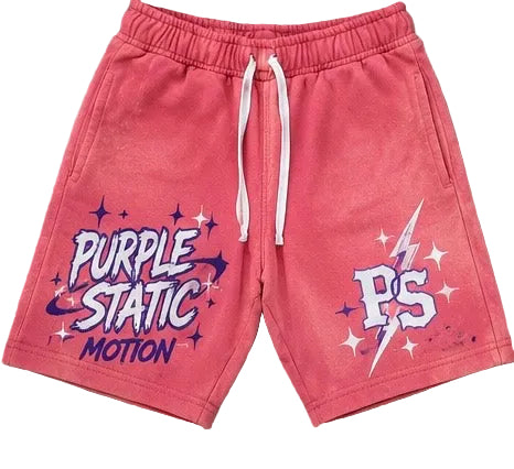Purple Static Stars Y2K Shorts