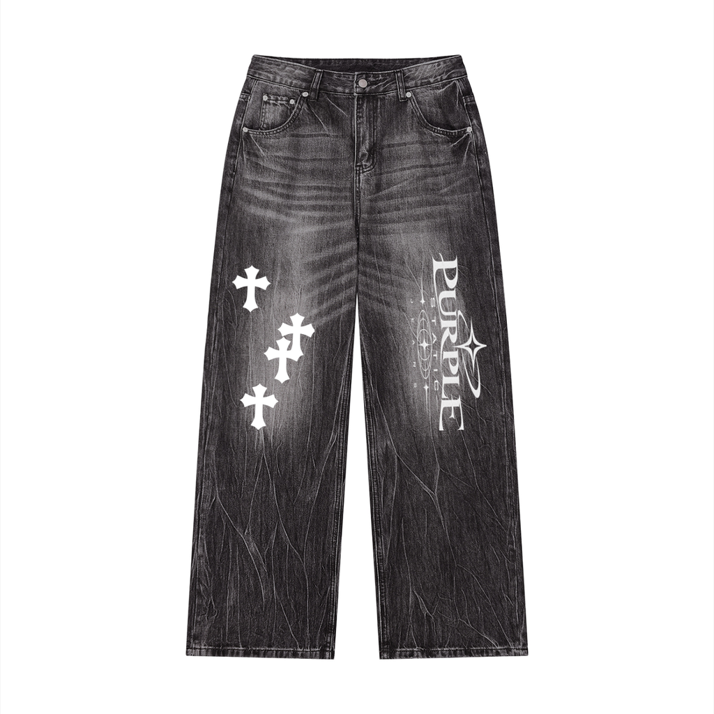 Men’s Vintage Wash Wide Leg Jeans