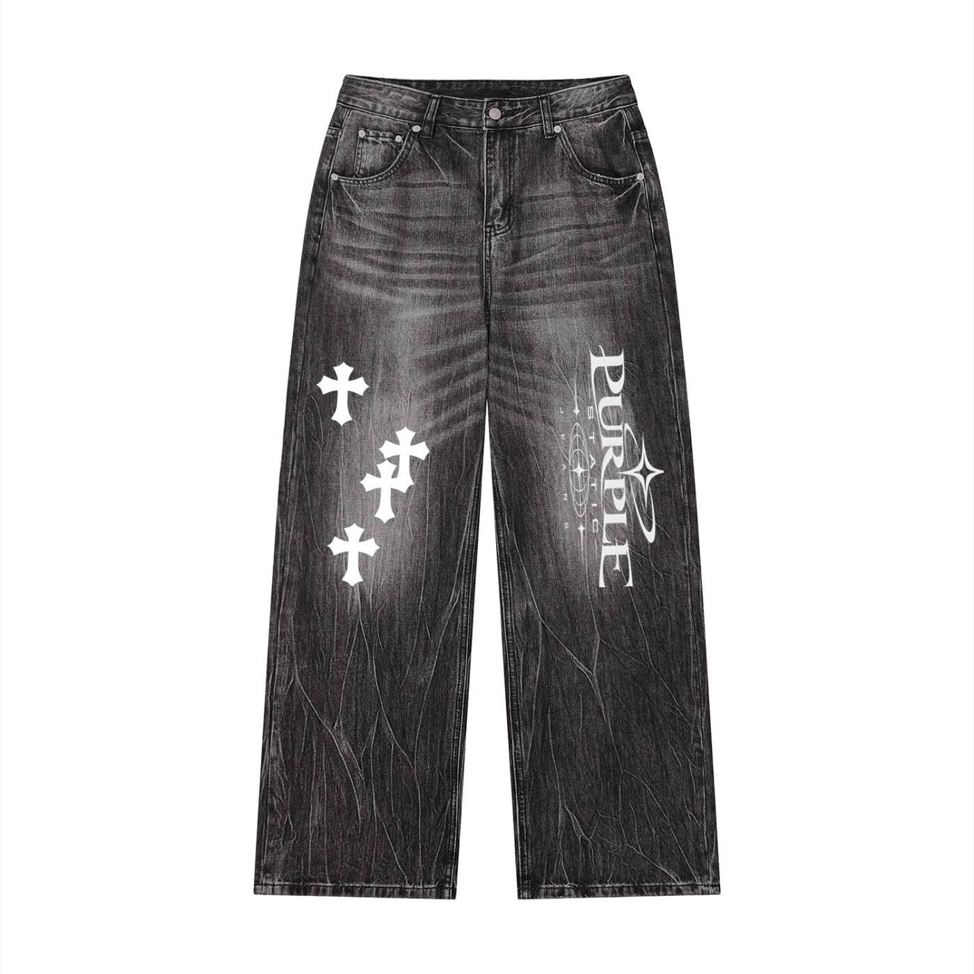 Men’s Vintage Wash Wide Leg Jeans