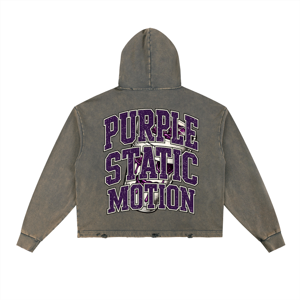 Vintage Washed Frayed-Hem Hoodie