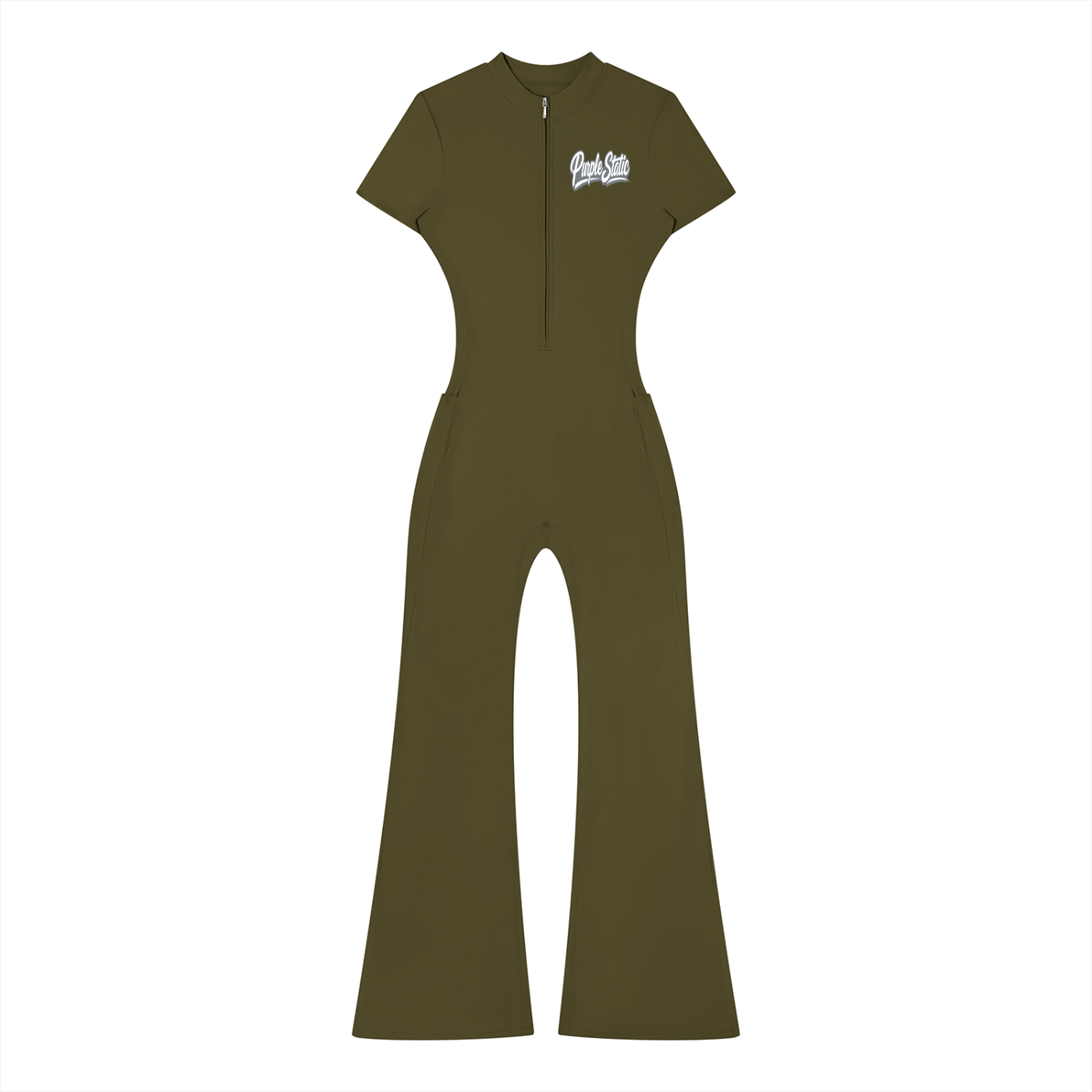 Women’s Tight Flared Leg Quarter-Zip Jumpsuit