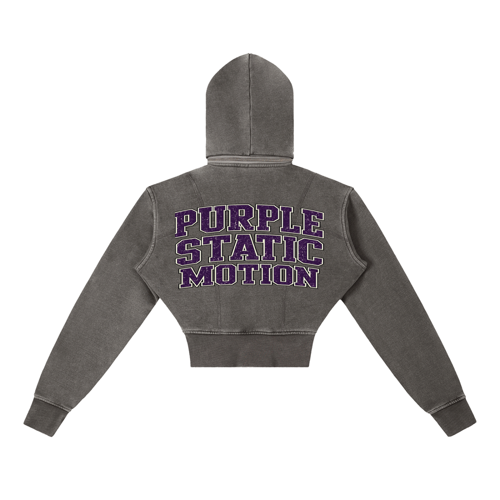 Vintage Washed Cropped Fleece Hoodie