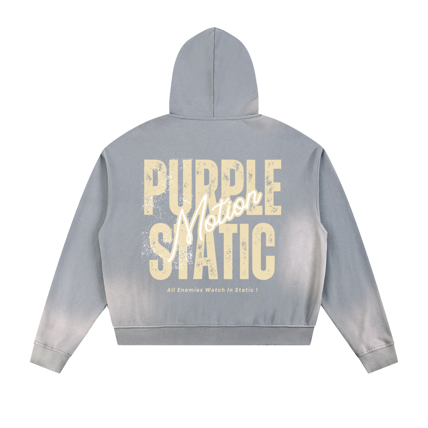 Sun Fade Frayed Raw Edge Fleece Zip Hoodie