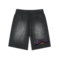Rectangle Patch Monkey Washed Shorts  - 360 GSM