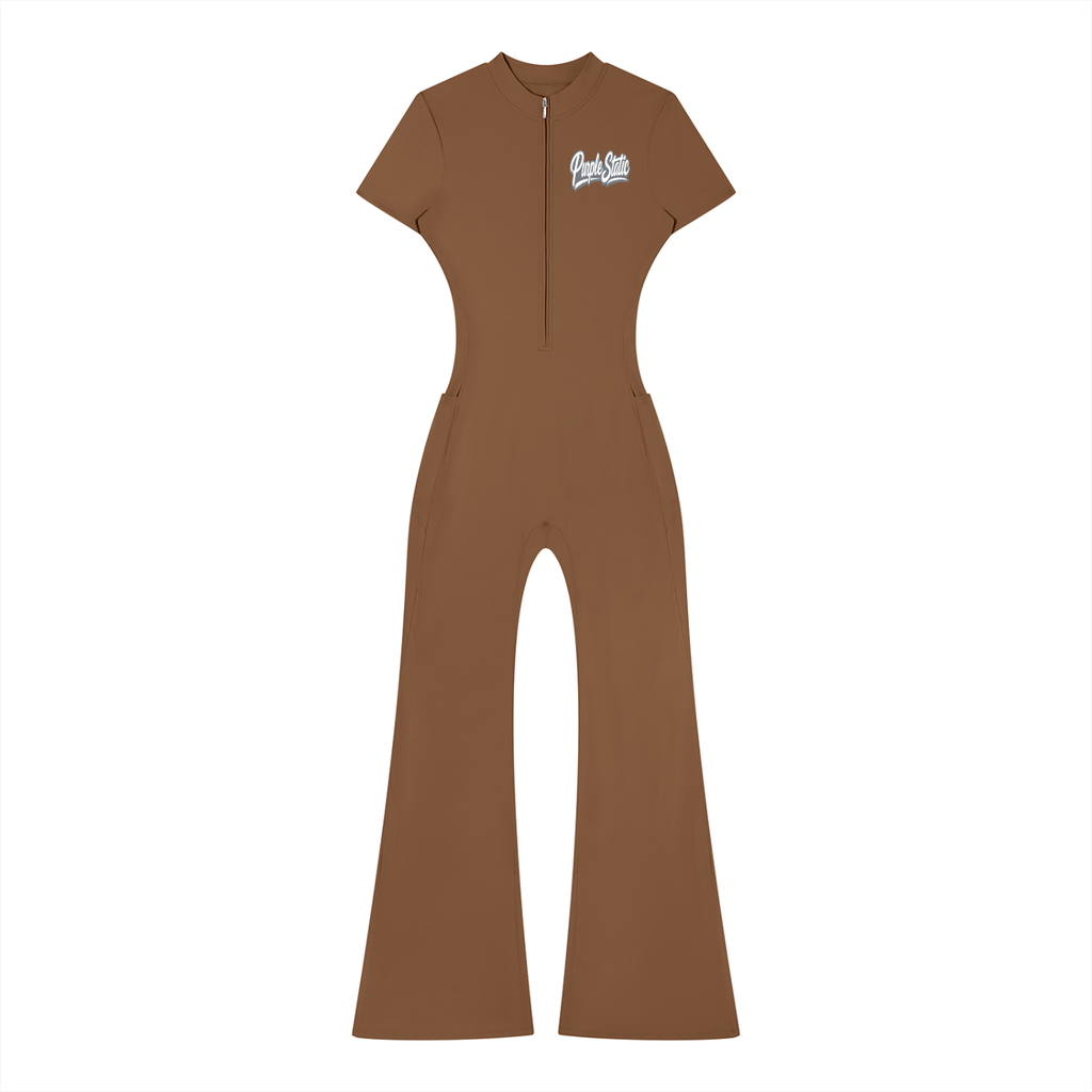Women’s Tight Flared Leg Quarter-Zip Jumpsuit