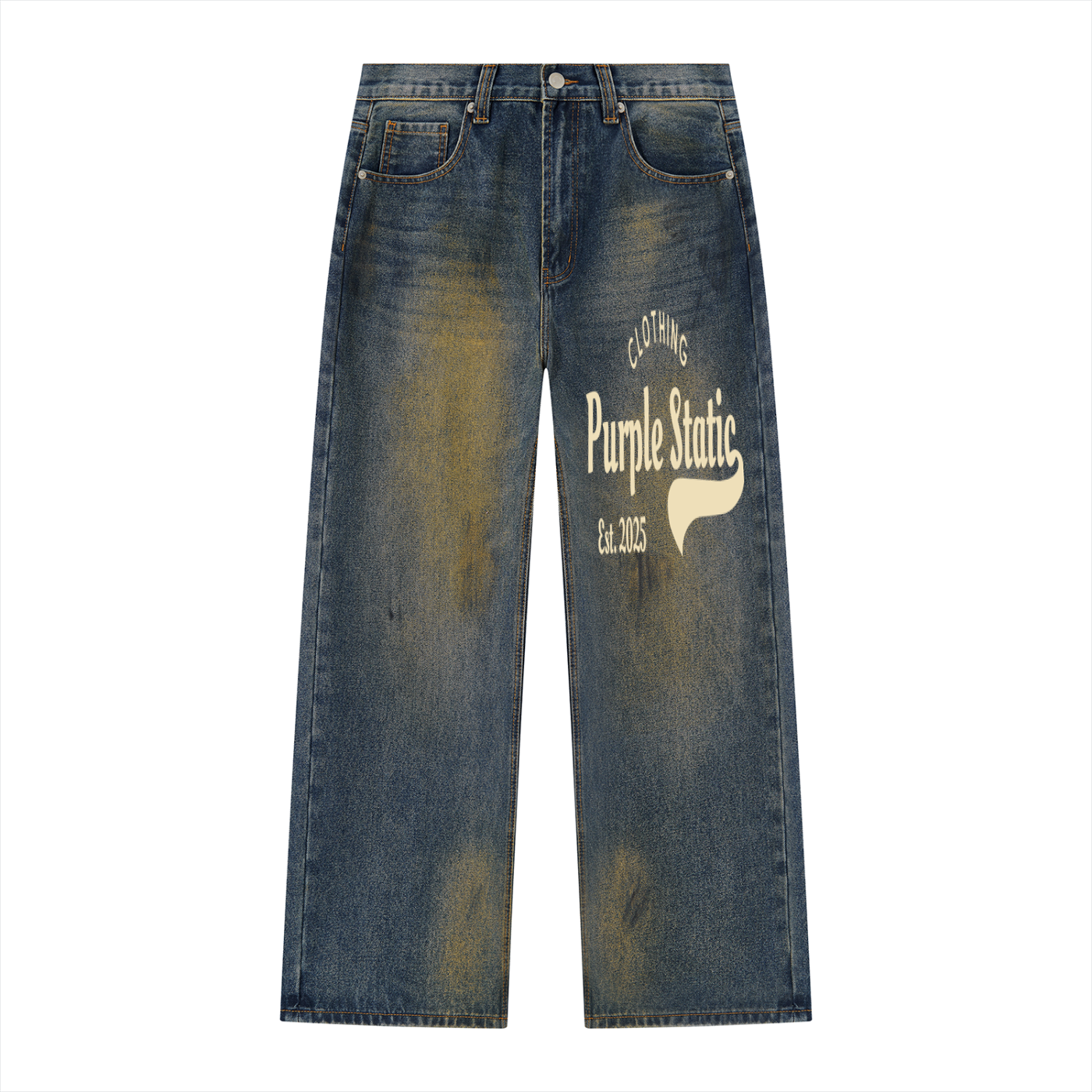 Men's Vintage Wash Wide Leg Denim Jeans