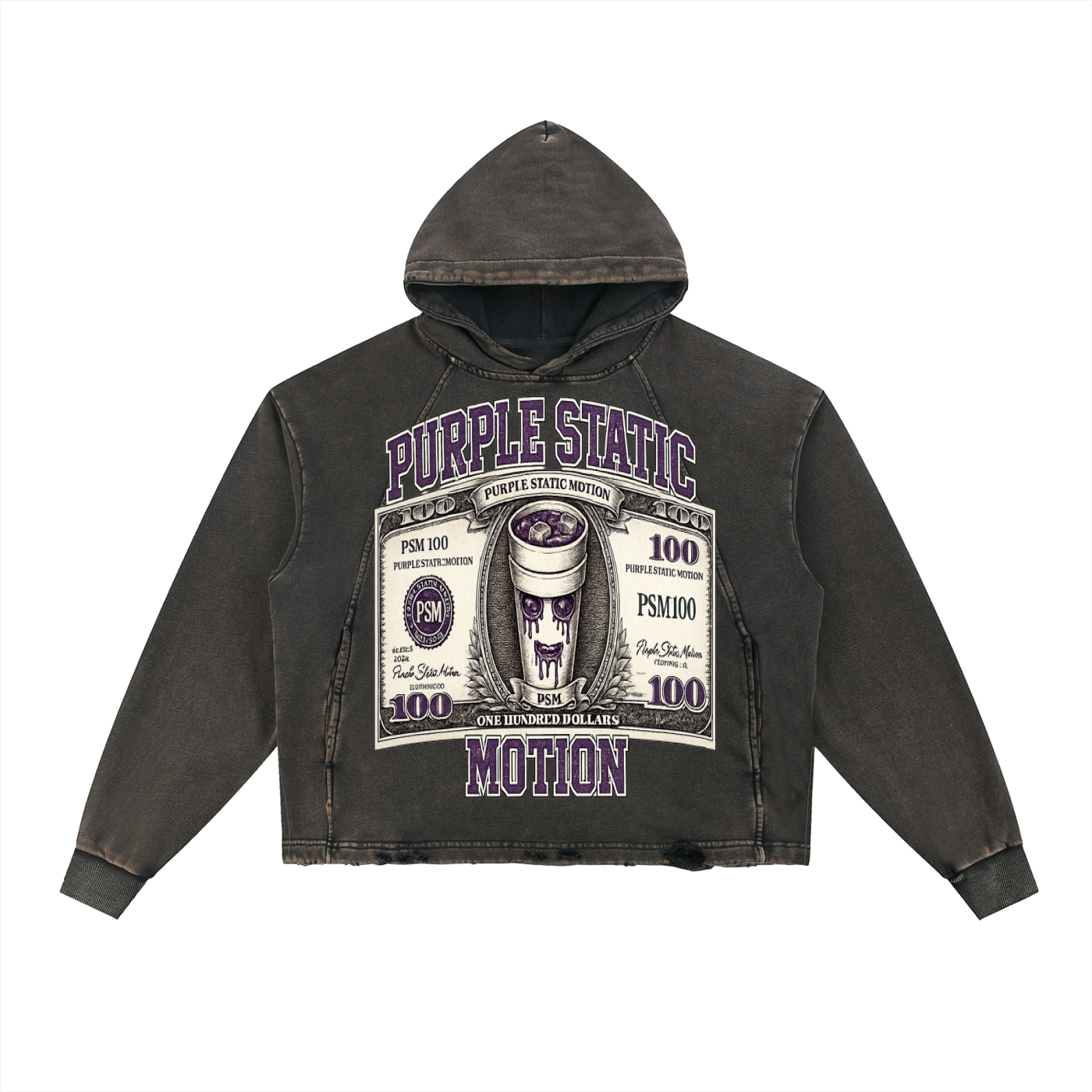 Vintage Washed Frayed-Hem Hoodie