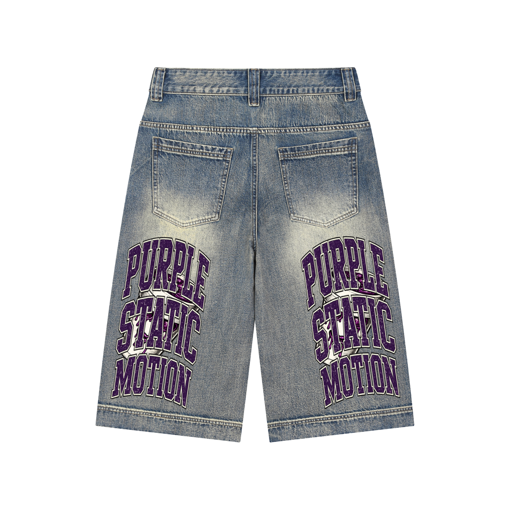 Vintage Wash Baggy Denim Shorts