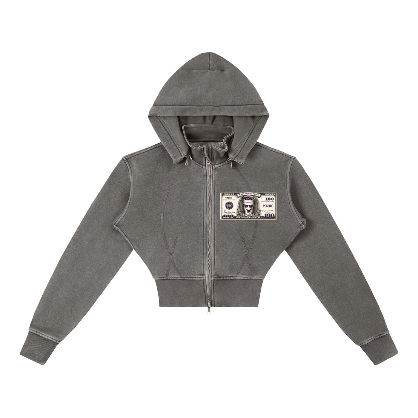 Vintage Washed Cropped Fleece Hoodie